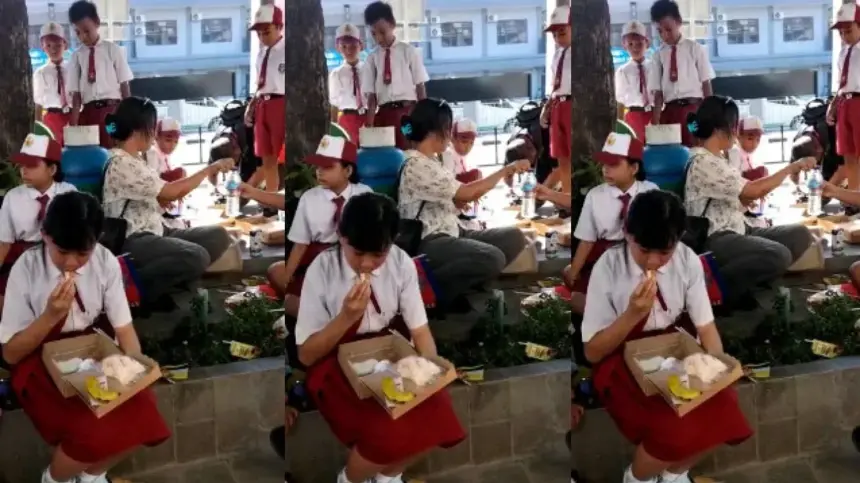 Nasi Kotak Yang Ada Belatungnya, Jadi Santapan Anak-anak Sekolah yang Bertugas sebagai Pagar Betis Pada KTT ASEAN Labuan Bajo