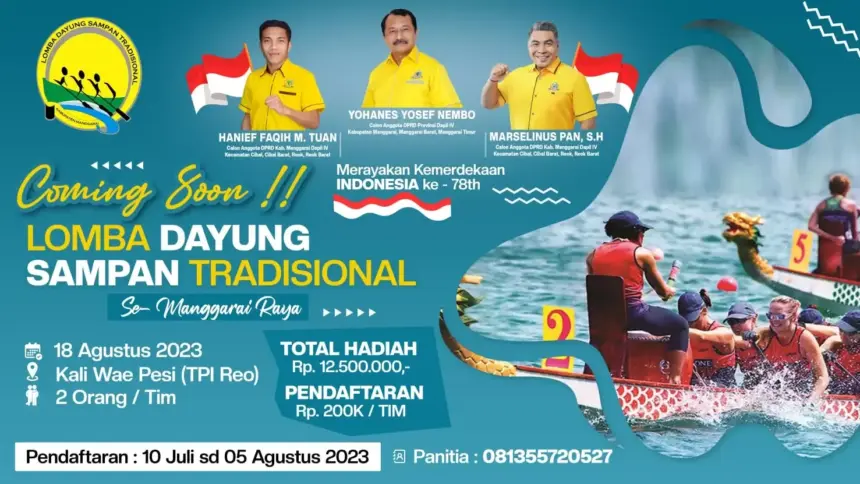 Meriahkan HUT Kemerdekan RI, Politisi Golkar Yohanes Nembo Gelar Lomba Dayung Sampan Tradisional