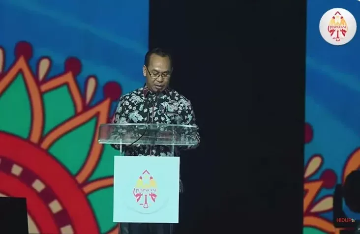 Sebastian Salang memberikan sambutan penutupan Pesparani 2023